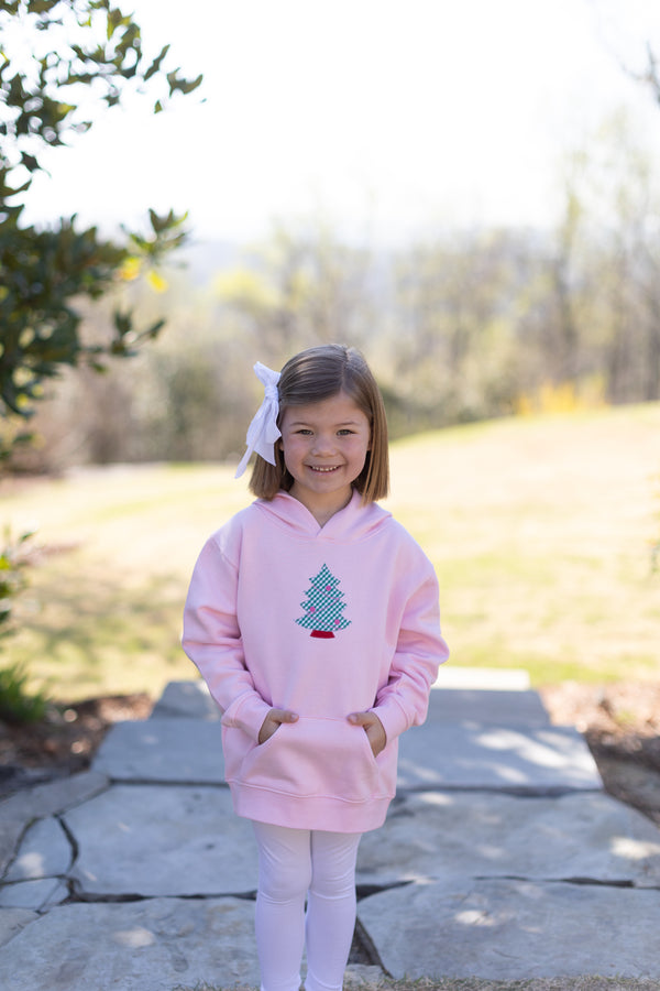 Fleece Hoodie Baby Pink with Christmas Tree