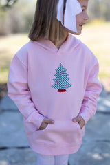 Fleece Hoodie Baby Pink with Christmas Tree