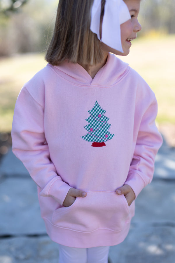Fleece Hoodie Baby Pink with Christmas Tree
