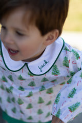 David Shirt Long Sleeve w/ Elastic in Christmas Tree Blue