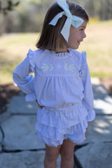 Macy Top in Blue Windowpane