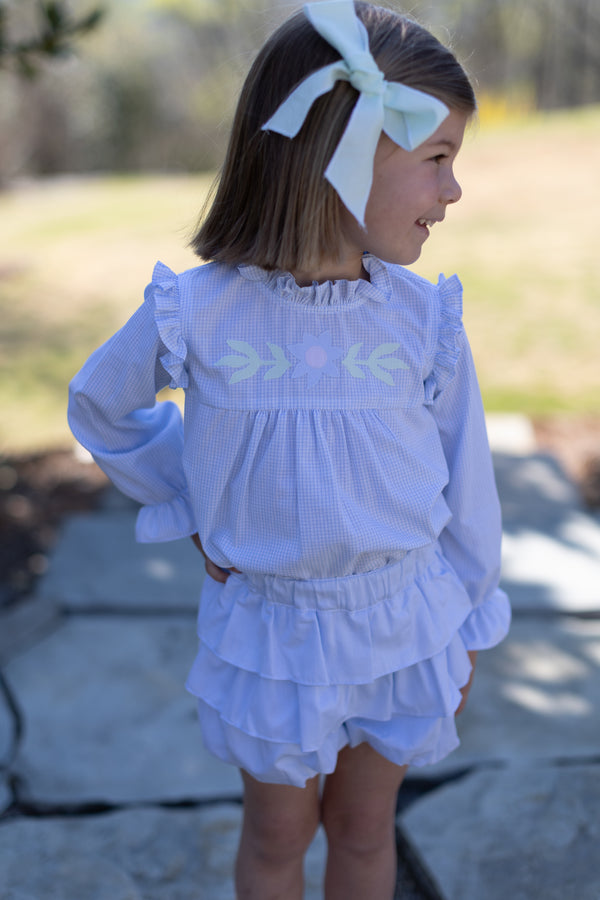 Macy Top in Blue Windowpane