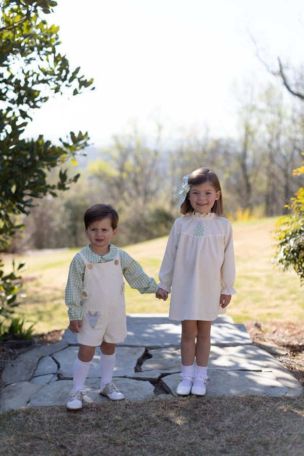Avery Dress Long Sleeve in Ivory Non-Wrinkle Cord