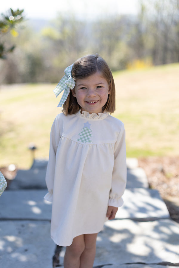 Avery Dress Long Sleeve in Ivory Non-Wrinkle Cord