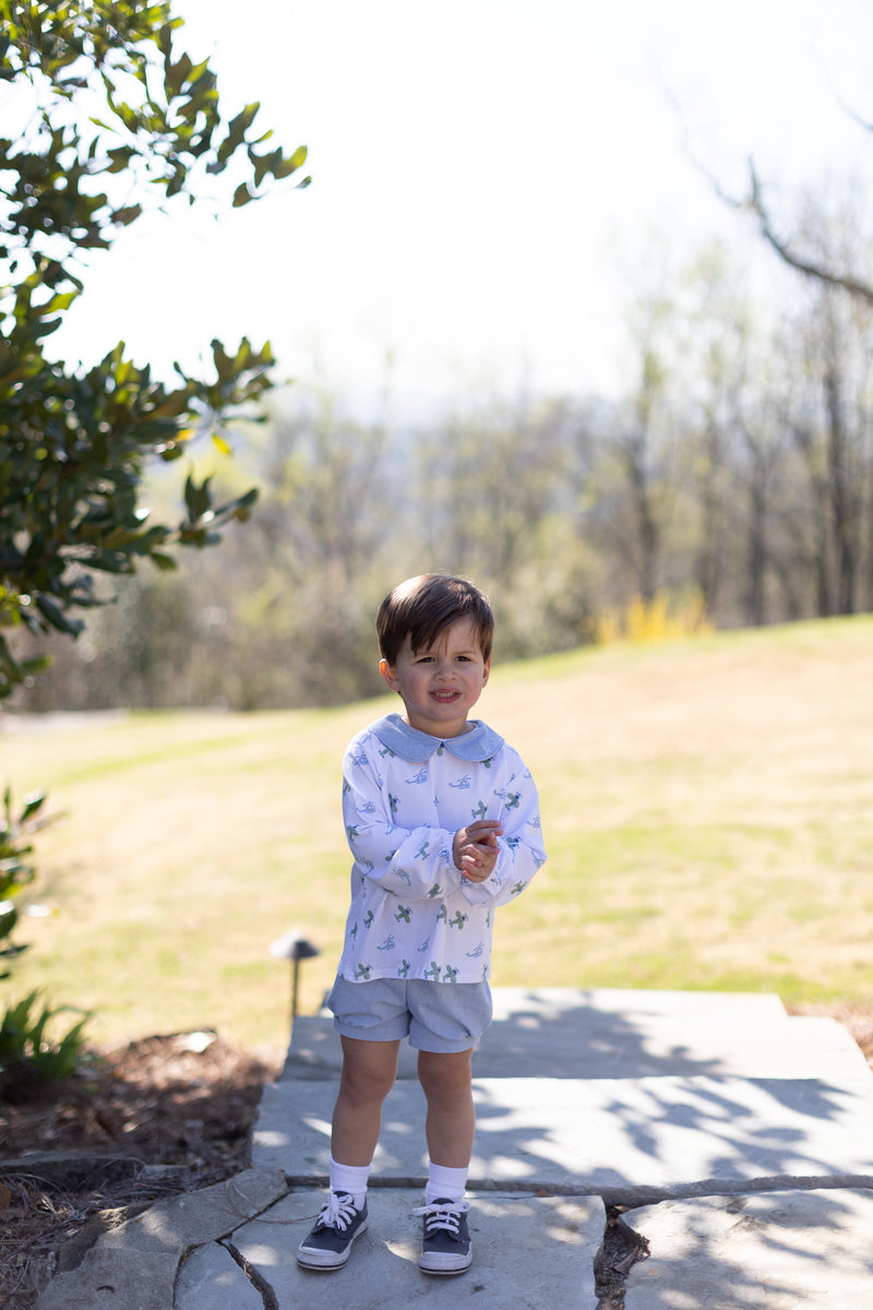 Finn Shorts in Light Blue Chambray