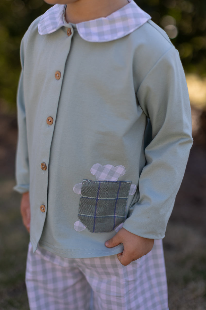 Graham Knit Shirt Long Sleeve in Mist Knit