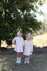 Mary Reddoch Dress 3/4 Sleeve in Pastel Dot Pique
