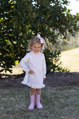 Caroline Dress Long Sleeve in Pastel Dot Pique