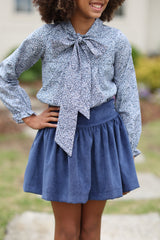 Alie B. Skirt in Cadet Blue Non-Wrinkle Corduroy