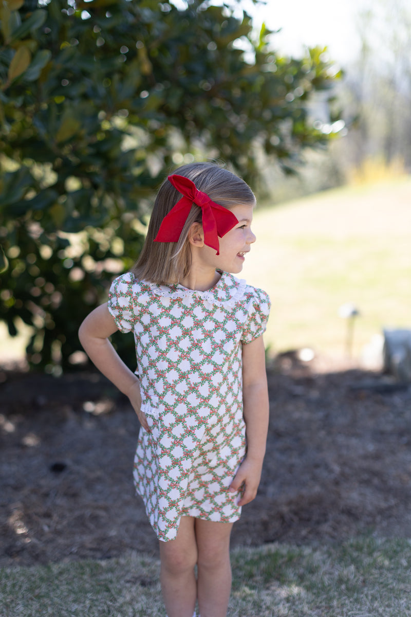 Olivia Apron Dress in Christmas Trellis