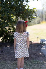 Olivia Apron Dress in Christmas Trellis
