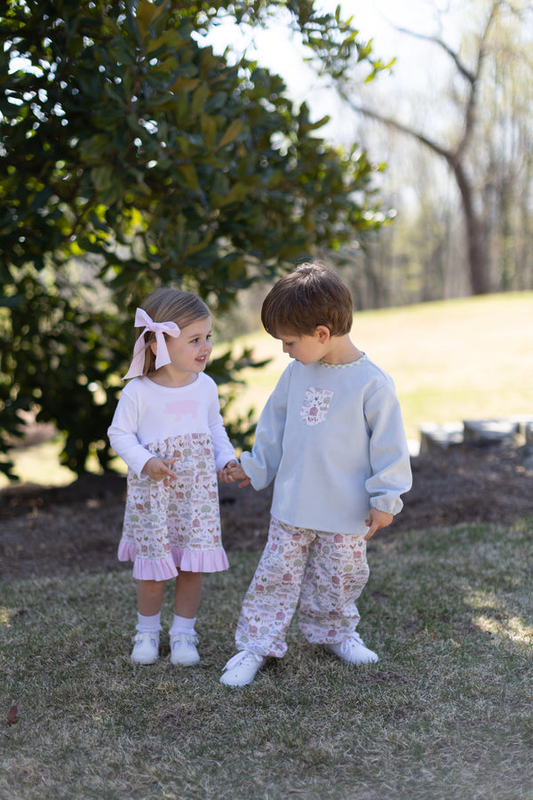 James Shirt Long Sleeve w/ Elastic in Powder Blue Non-Wrinkle Cord