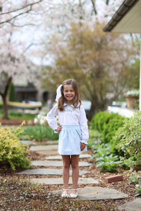 Kate Skirt in Powder Blue Non-Wrinkle Corduroy