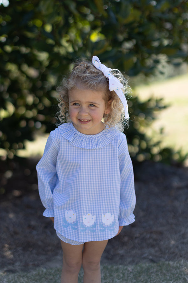 Allyson Top Long Sleeve in Light Blue 1/8 Check