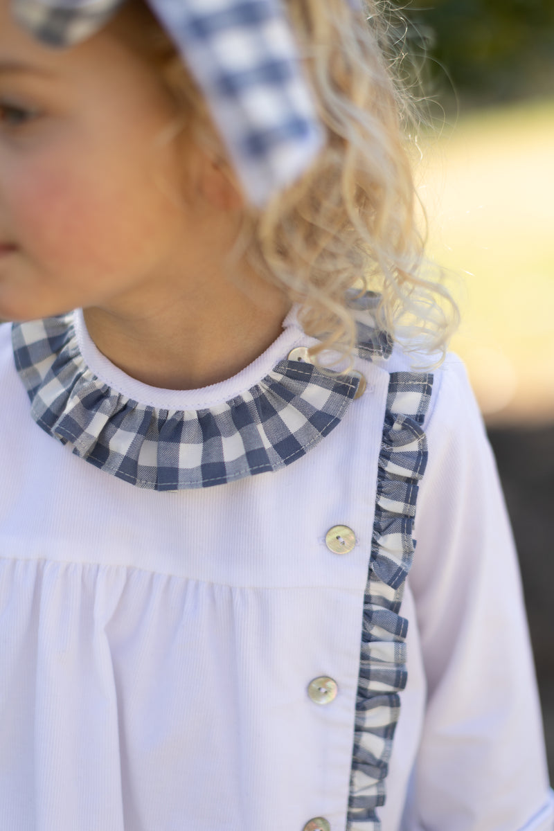 Clara Top Long Sleeve in White Corduroy