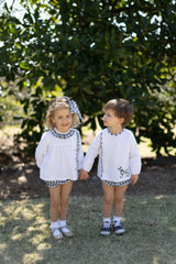 Clara Top Long Sleeve in White Corduroy