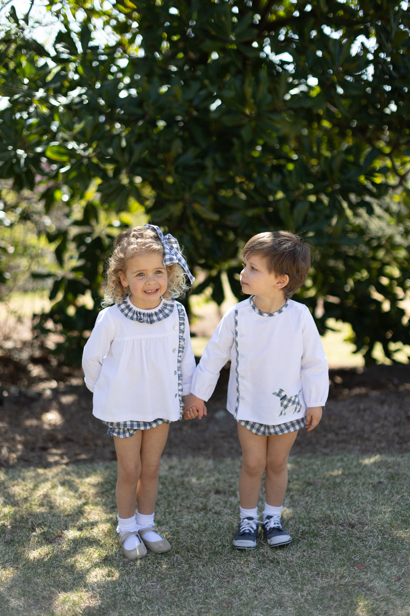 Clara Top Long Sleeve in White Corduroy