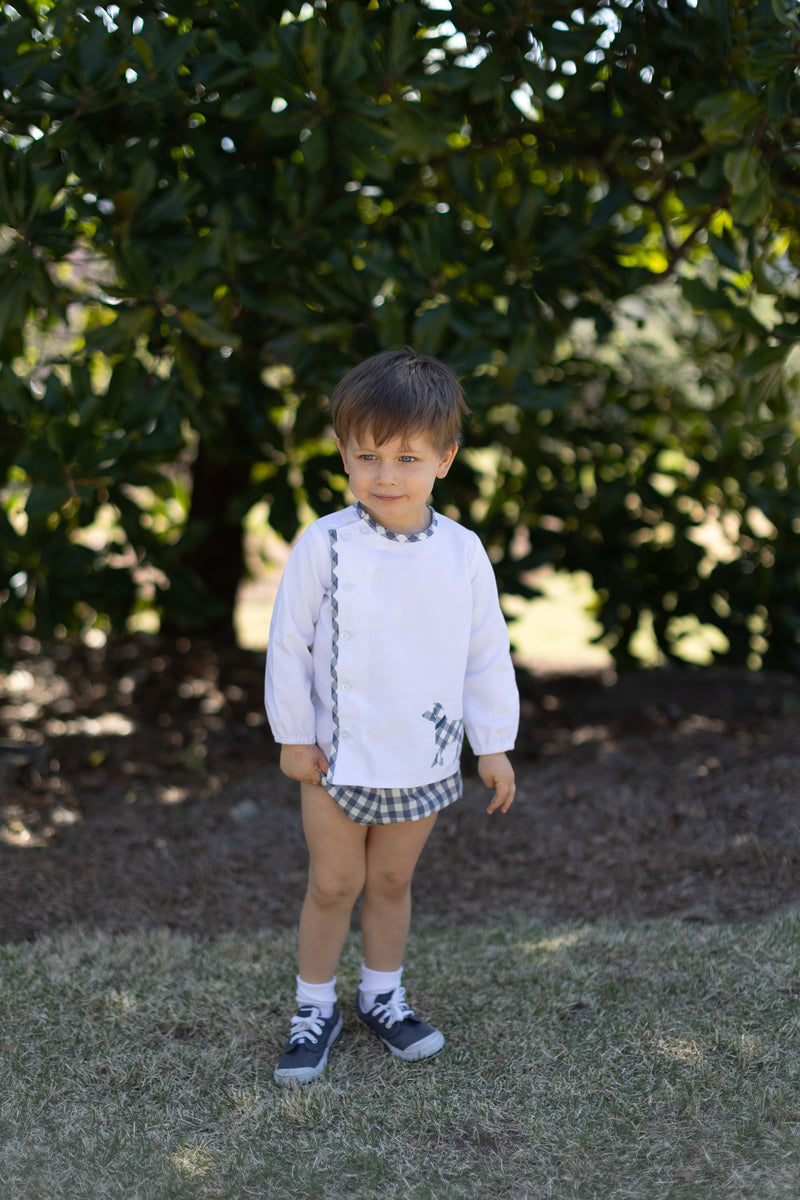 Logan Shirt Long Sleeve in White Corduroy