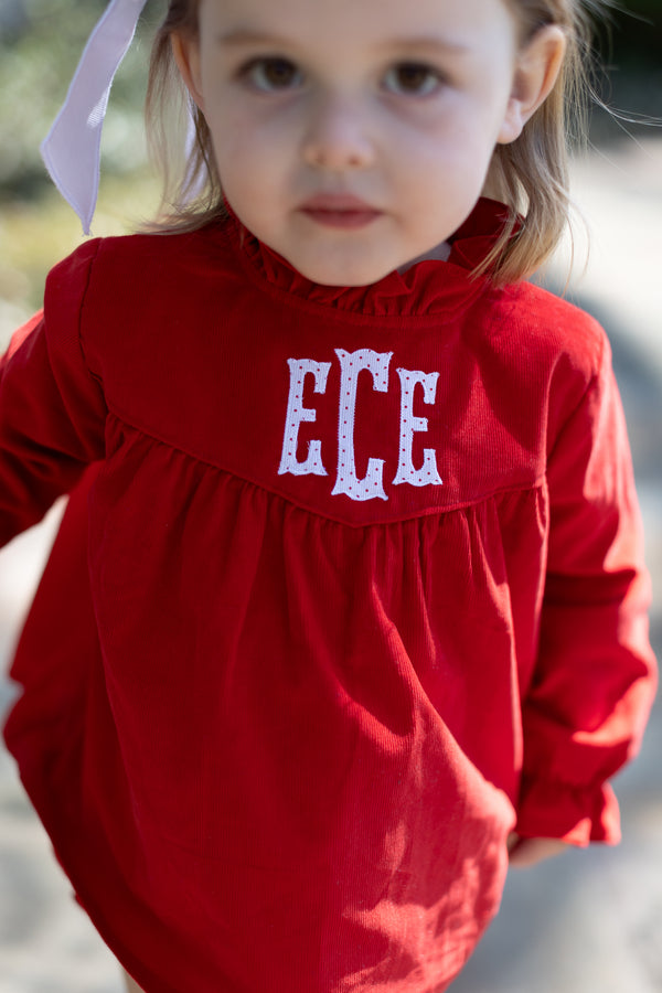 Avery Top Long Sleeve in Cherry Red Corduroy