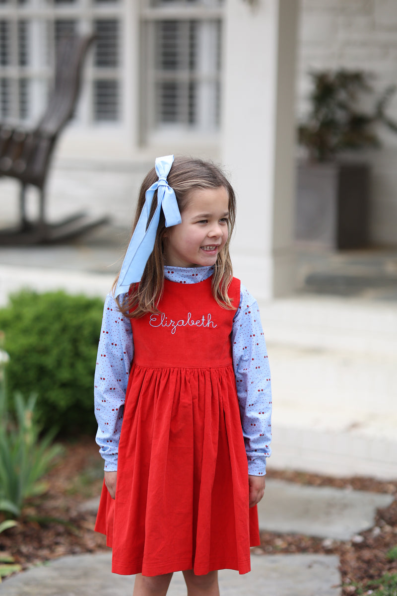 Frances Wrap Dress in Cherry Red Corduroy