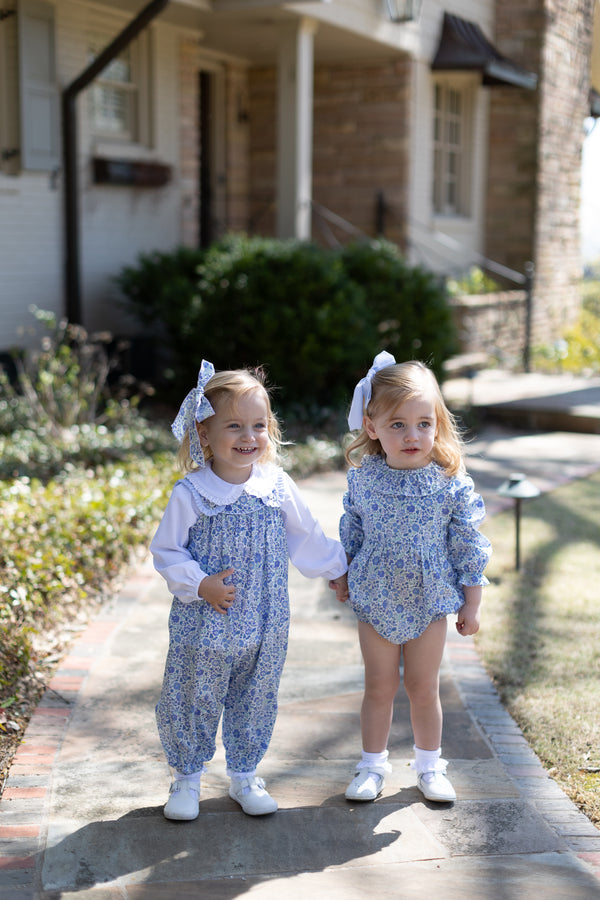 Payton Bubble Long w/ Ruffle Straps in Blue Liberty Floral