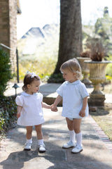 Mary Hollyn Top Short Sleeve in White Corduroy