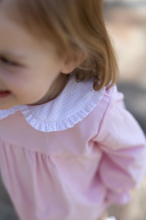 Greta Top Long Sleeve in Baby Pink Corduroy