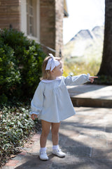 Greta Top Long Sleeve in Powder Blue Non-Wrinkle Cord