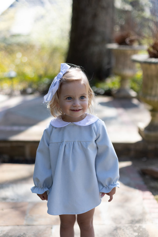 Greta Top Long Sleeve in Powder Blue Non-Wrinkle Cord
