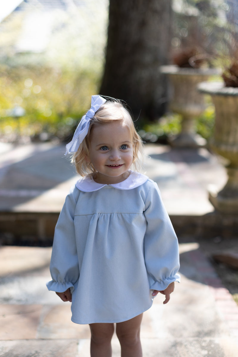 Greta Top Long Sleeve in Powder Blue Non-Wrinkle Cord