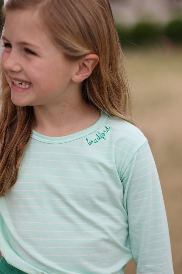 Sister Tee Premium in Minty Fresh Stripe Knit