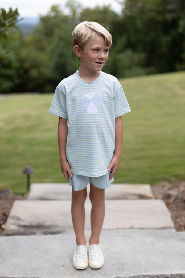 Boy Tee Premium in Watercolor Stripe Knit with Beach Ball