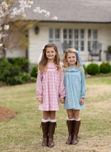 Pippa Dress Long Sleeve Lined in Madrid Plaid Pink