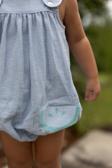 Payton Bubble Short w/ Piping in Blue Gauze