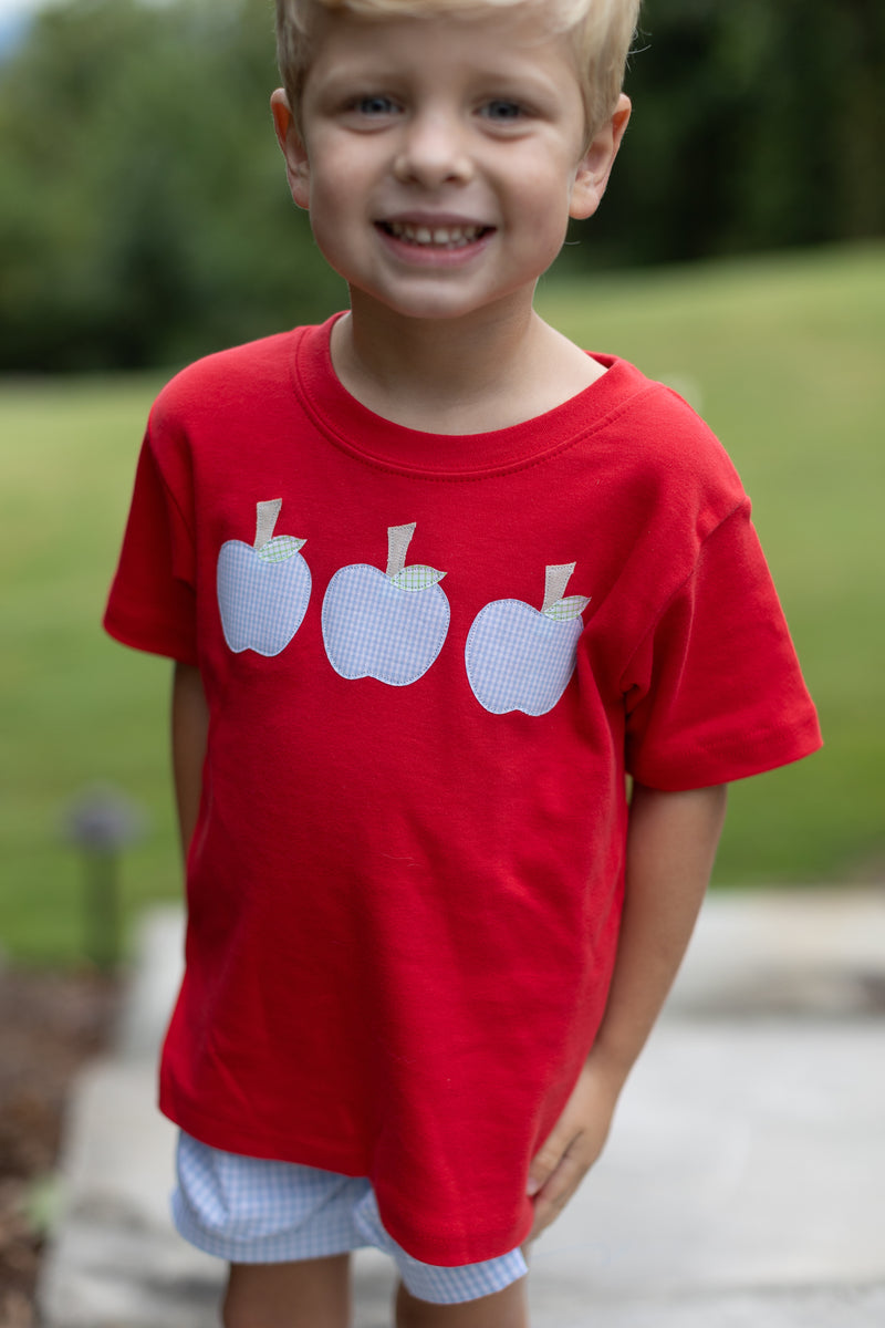 Boy Tee Short Sleeve Red with 3 Apples