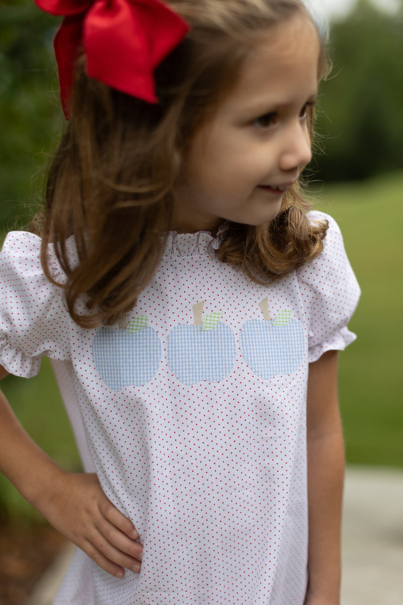 Caroline Dress Short Sleeve in Bitty Dot Red Pique