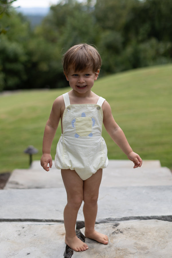 Mitchell Sunsuit in Yellow Stripe Seersucker