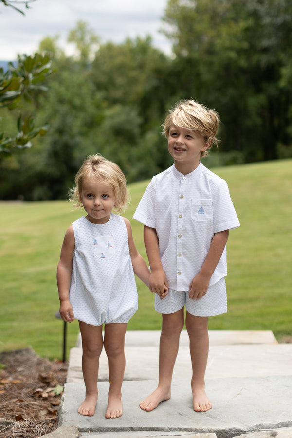 Boy Shorts Lined in Blue Swiss Dots