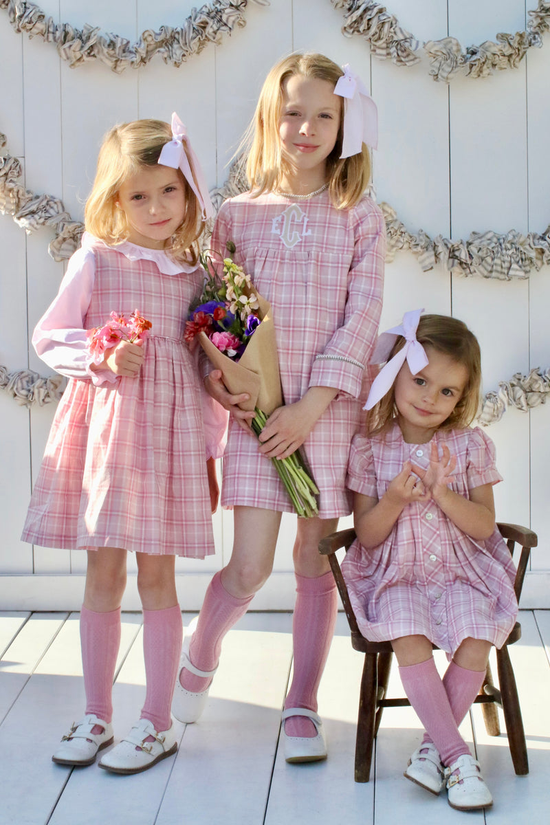 Evie Dress Lined in Madrid Plaid Pink