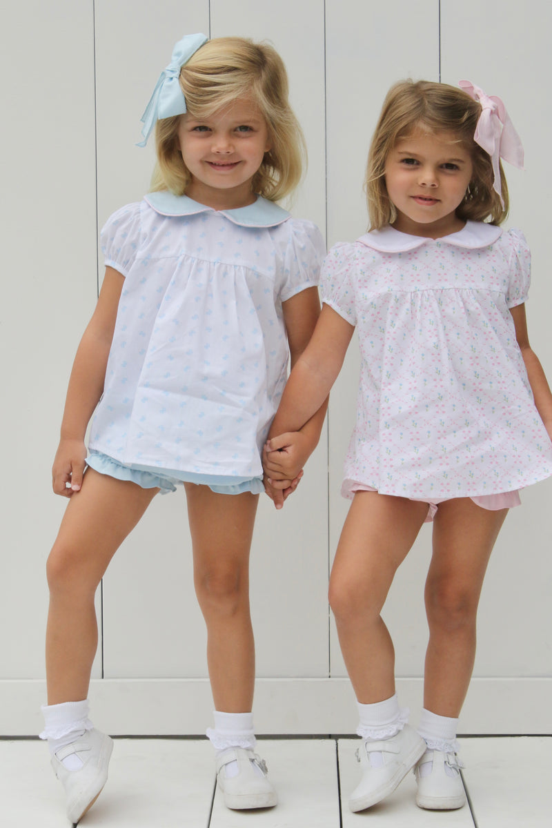 Greta Top Short Sleeve in Little Bow Blue