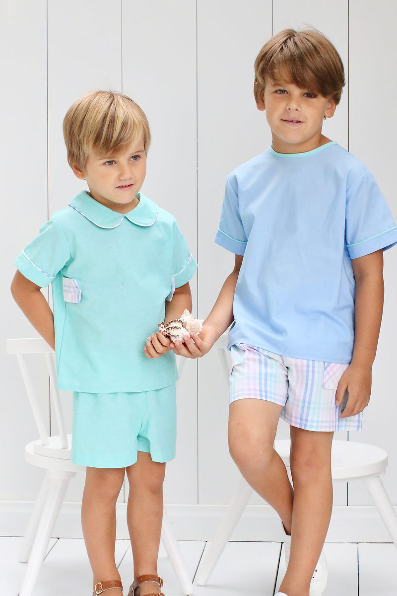 David Shirt Short Sleeve w/ Tabs in Georges Green Chambray