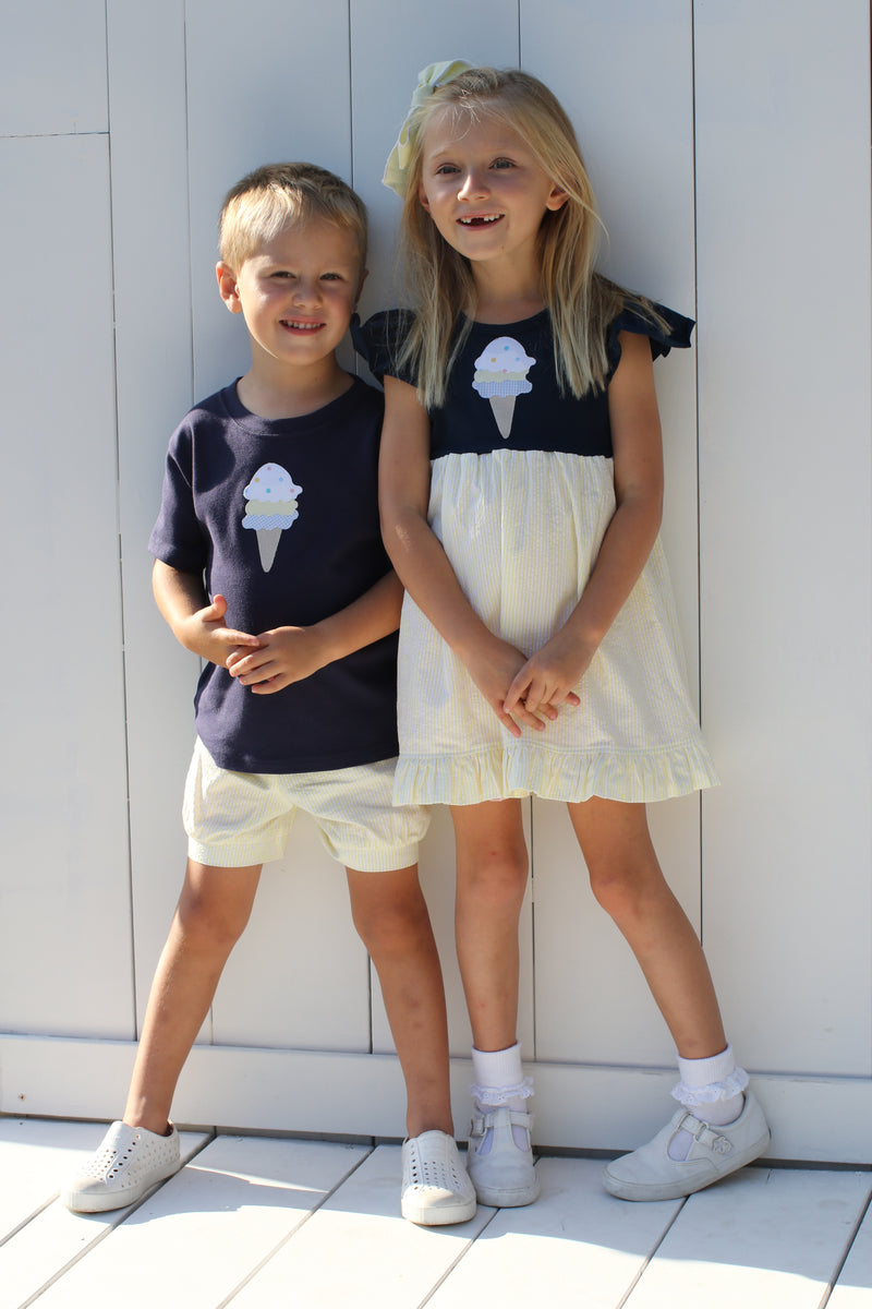 Boy Tee Short Sleeve Navy with Ice Cream Cone