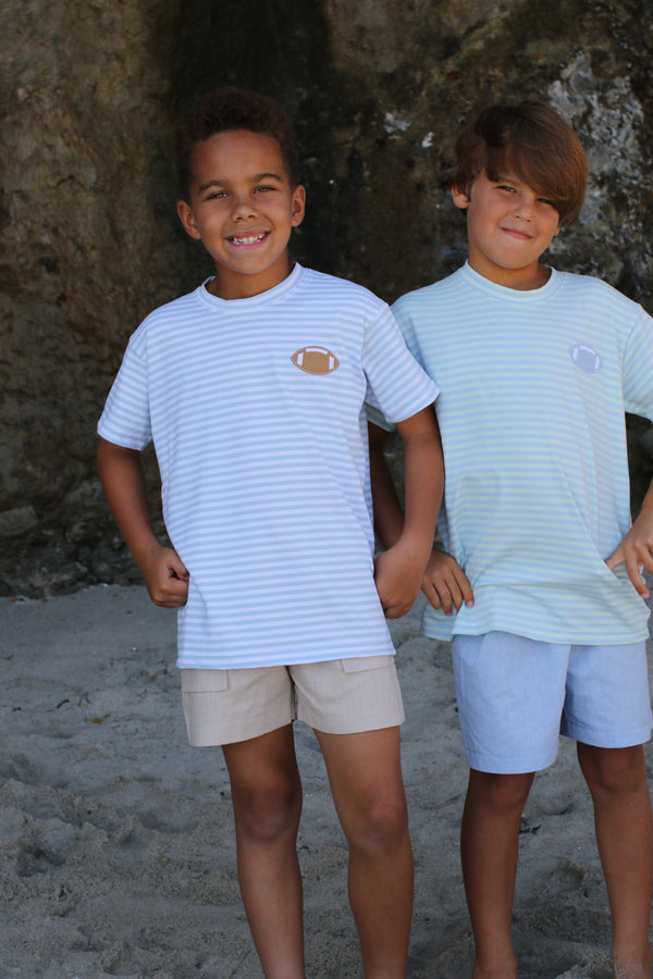 Boy Tee Premium in Seaside Stripe Knit with Mini Football