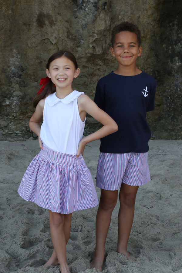 Boy Tee Short Sleeve Navy w/ Mini Anchor