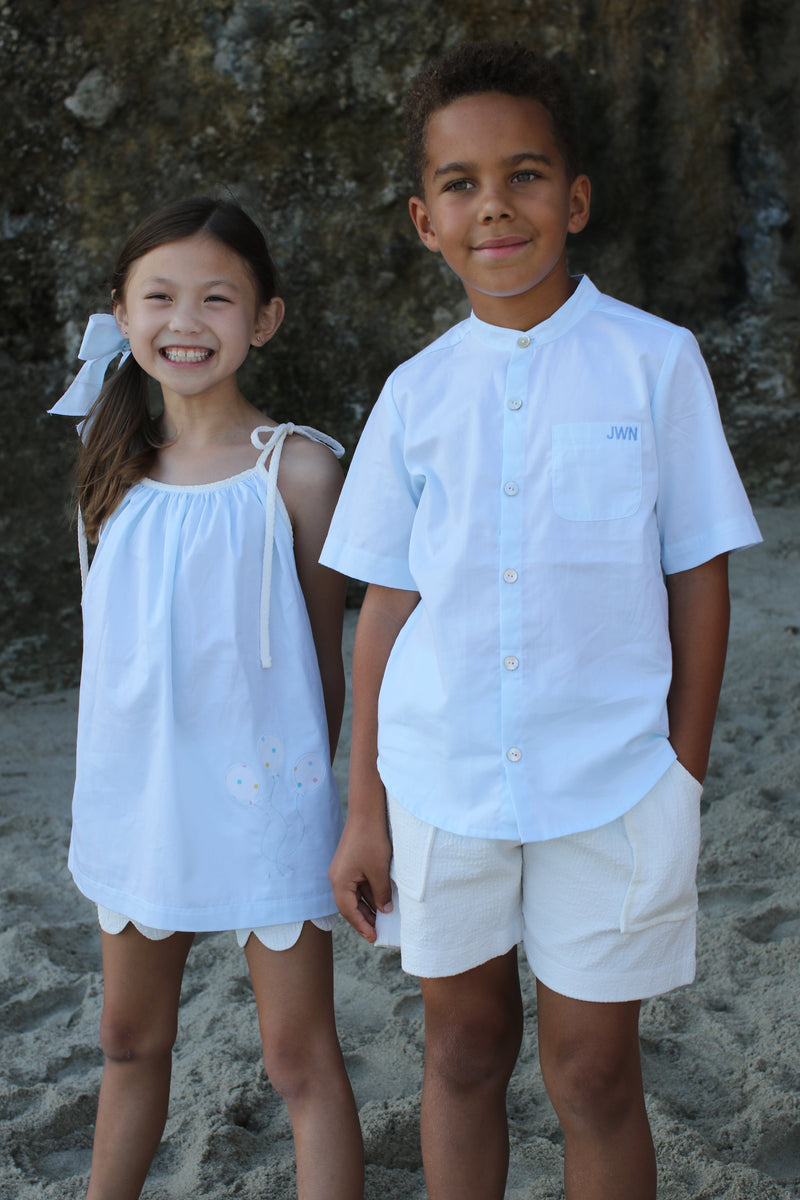 Spencer Scalloped Shorts in Ivory Gauze