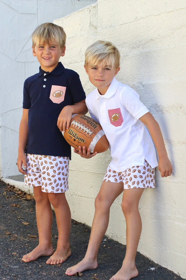 Boy Polo Short Sleeve White with Pocket w/ Mini Football