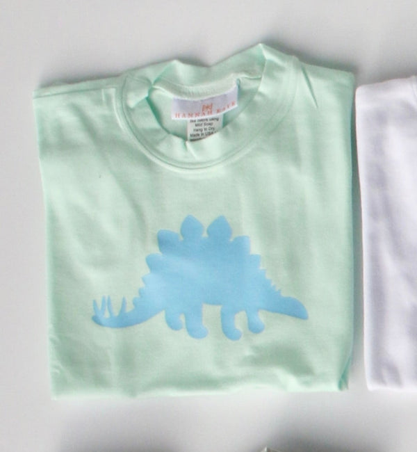 Boy Tee Premium in Icy Mint Knit w/ Vinyl Stegosaurus