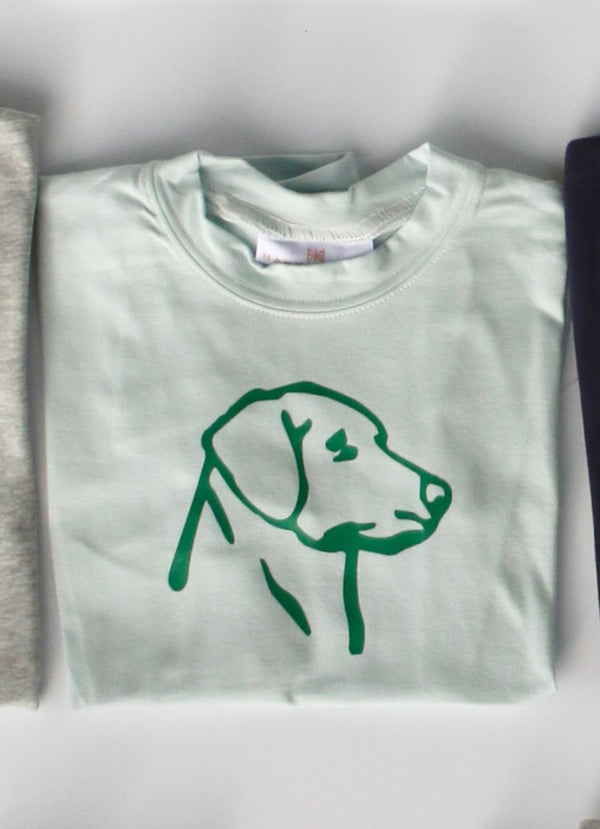 Boy Tee Premium in Light Blue Knit w/ Vinyl Dog Head