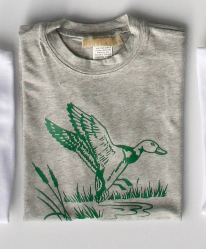 Boy Tee Short Sleeve Basic in Grey Knit w/ Flying Duck