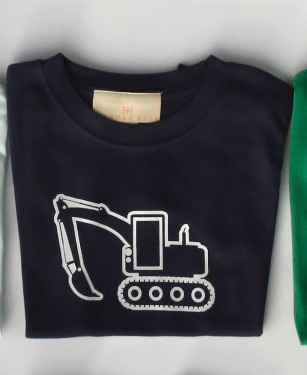 Boy Tee Short Sleeve Navy with Front Loader